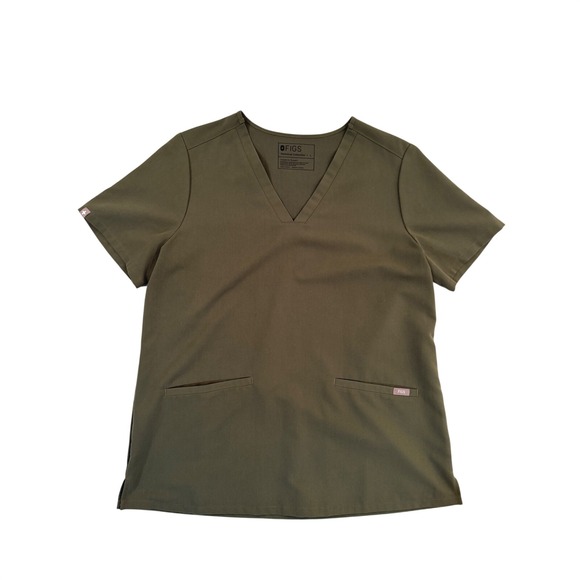 Figs Tops - FIGS Casma Three Pocket Scrub Top Olive Green Womens Large FW1100 V-Neck